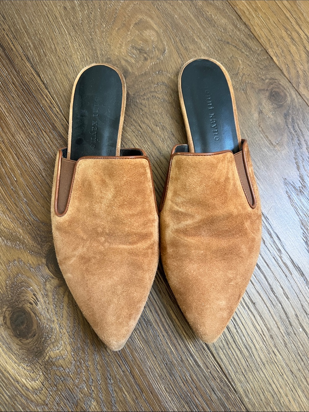 Jenni Kayne Women's Pointed Suede Mule in Camel